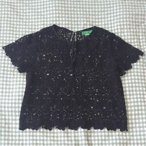 Clare V Loulou Top In Black Cotton Lace XS